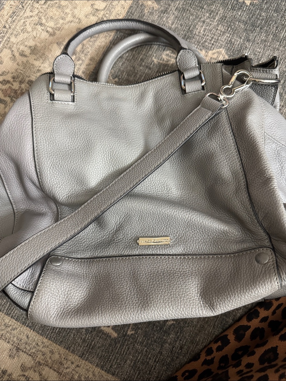 Vince Camuto Gray Women's Leather purse with Detachable Strap